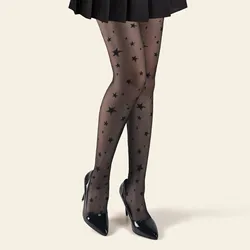 Women's Sexy Ultra Thin Star Jacquard Pantyhose Transparent Leggings Anti Hook Black Stockings Warm Tights for Women Winter