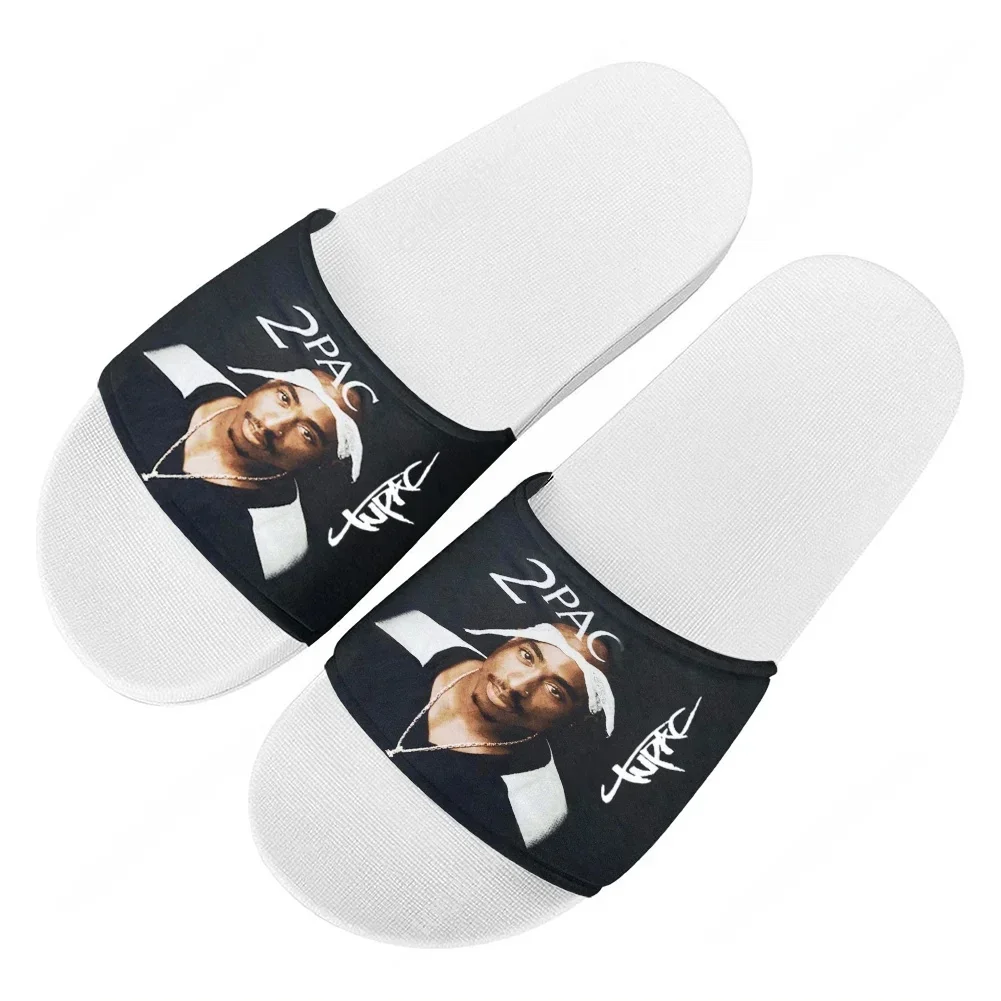 Tupac Rapper 2Pac Slippers Home Water Shoes Rapper Hip hop singer Men Women Teenagers Beach Pool Sandals Custom Summer Slipper