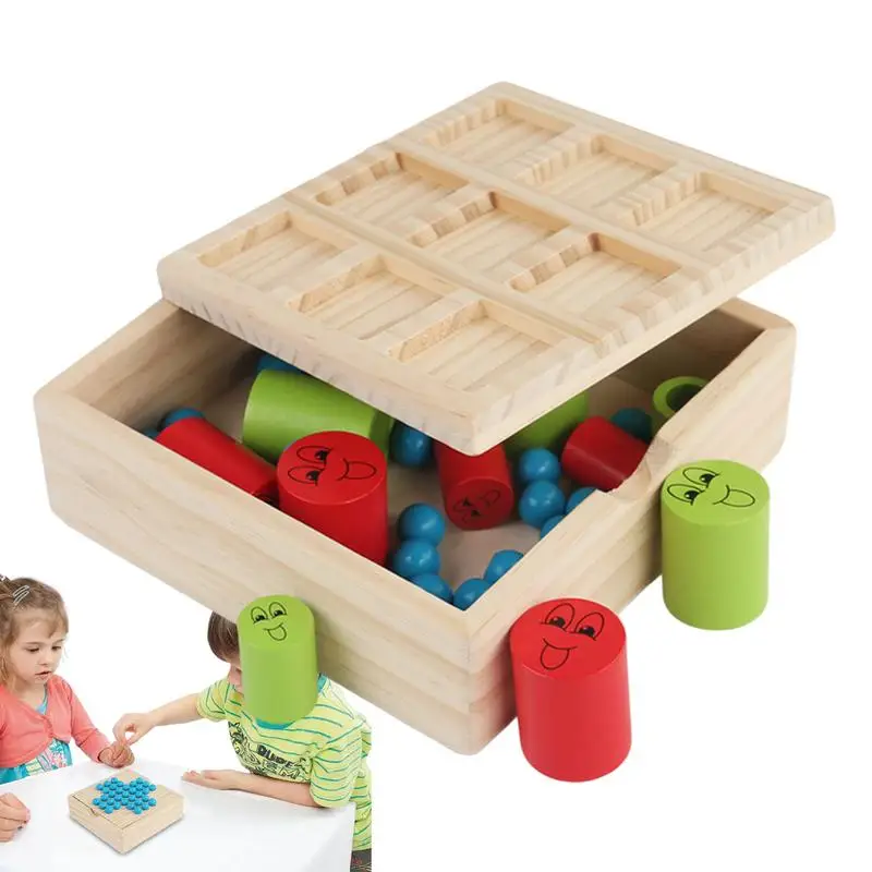 Wooden Chess Game 2 In 1 Wooden Chess Set For Children Bright Colors Intelligent Logic Game For School Travel Outdoors Home