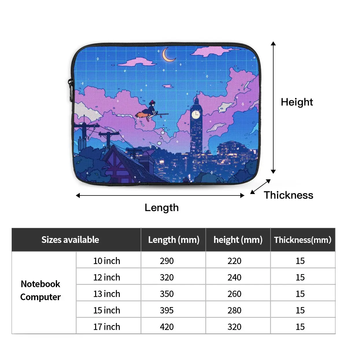 Laptop Bag Sleeve 12 13 15 17 Inch Notebook Sleeve Cover Bag for Macbook Air Pro Anime Manga City Night Computer Shockproof Case