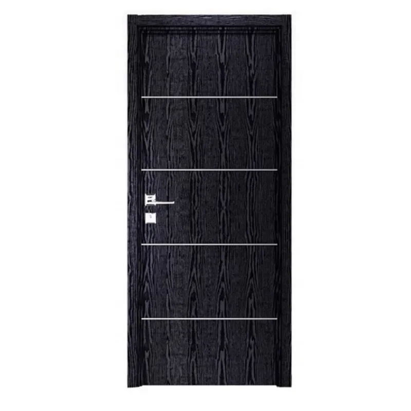 Hign-end quality internal solid oak wood veneer door inlay stainless door modern interior bedroom door designs