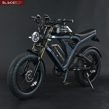 Image New electric bicycle AKEZ King Kong 1500W 52V 55AH large battery full suspension 20-inch fat tire adult electric mountain ebikes