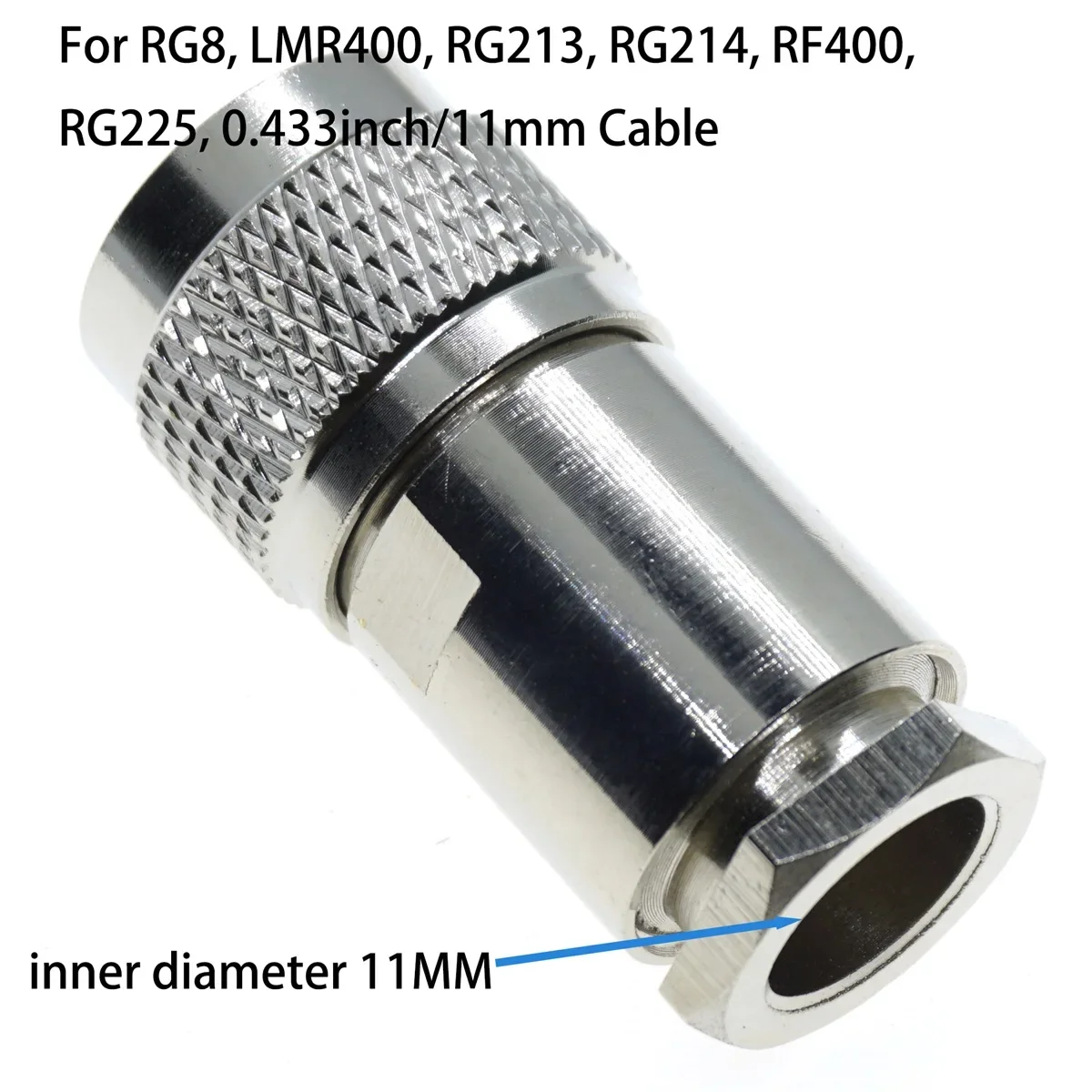 N Male Connector Clamp For RG8 LMR400 RG213 RG214 RG165 50-7 Straight RF Nickel Plated Brass 50ohm Coax wire coaxial Cable