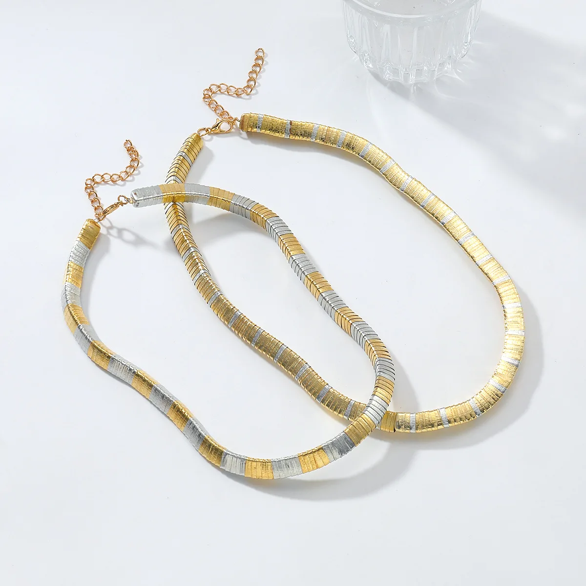 

2PCS Personality Vintage Metal Chains Choker Necklaces for Women Fashion Gold Silver Collar Party Jewelry Neck Accessories