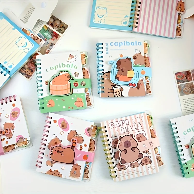 1PC Random Color Capybara Spiral Notebook - Cute A7 Binder Journal for School, Office & College