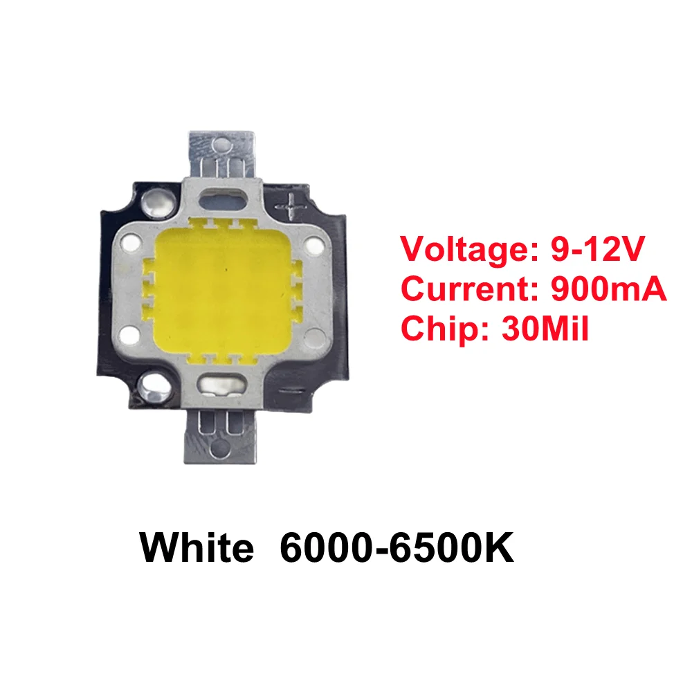 Chip de lámpara integrada de alta potencia, luz COB de 12V y 10W, foco reflector blanco/blanco cálido/Rojo/verde/azul/amarillo/UV/RGB