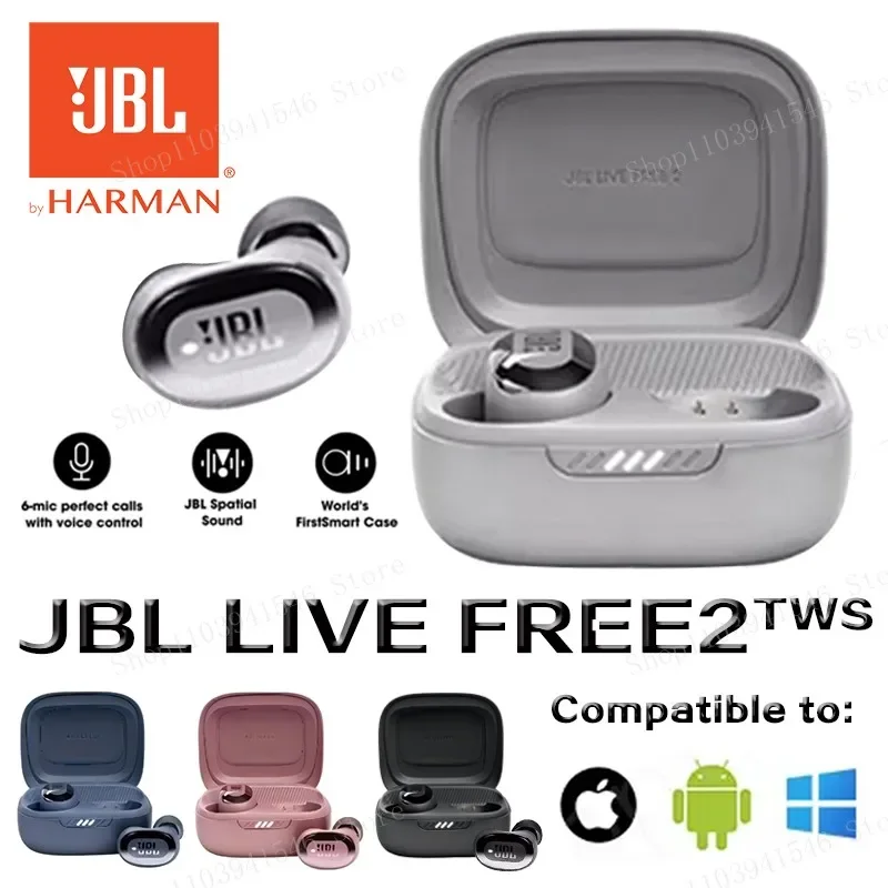 الأصلي JBL LIVE FREE2 صحيح سماعة لاسلكية تعمل بالبلوتوث سماعة إلغاء الضوضاء سماعات الأذن الموسيقى سماعة رياضية IPX5 مقاوم للماء المضادة للعرق #1