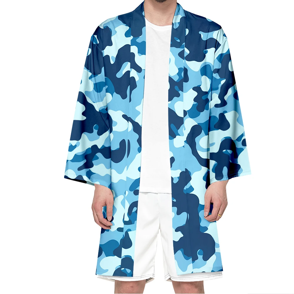 

Samurai Kimono Cosplay Japanese Fashion Long Kimono Stylish Haori Vintage Kimonos Chic Camouflage Robe Cardigan Unisex Yukata