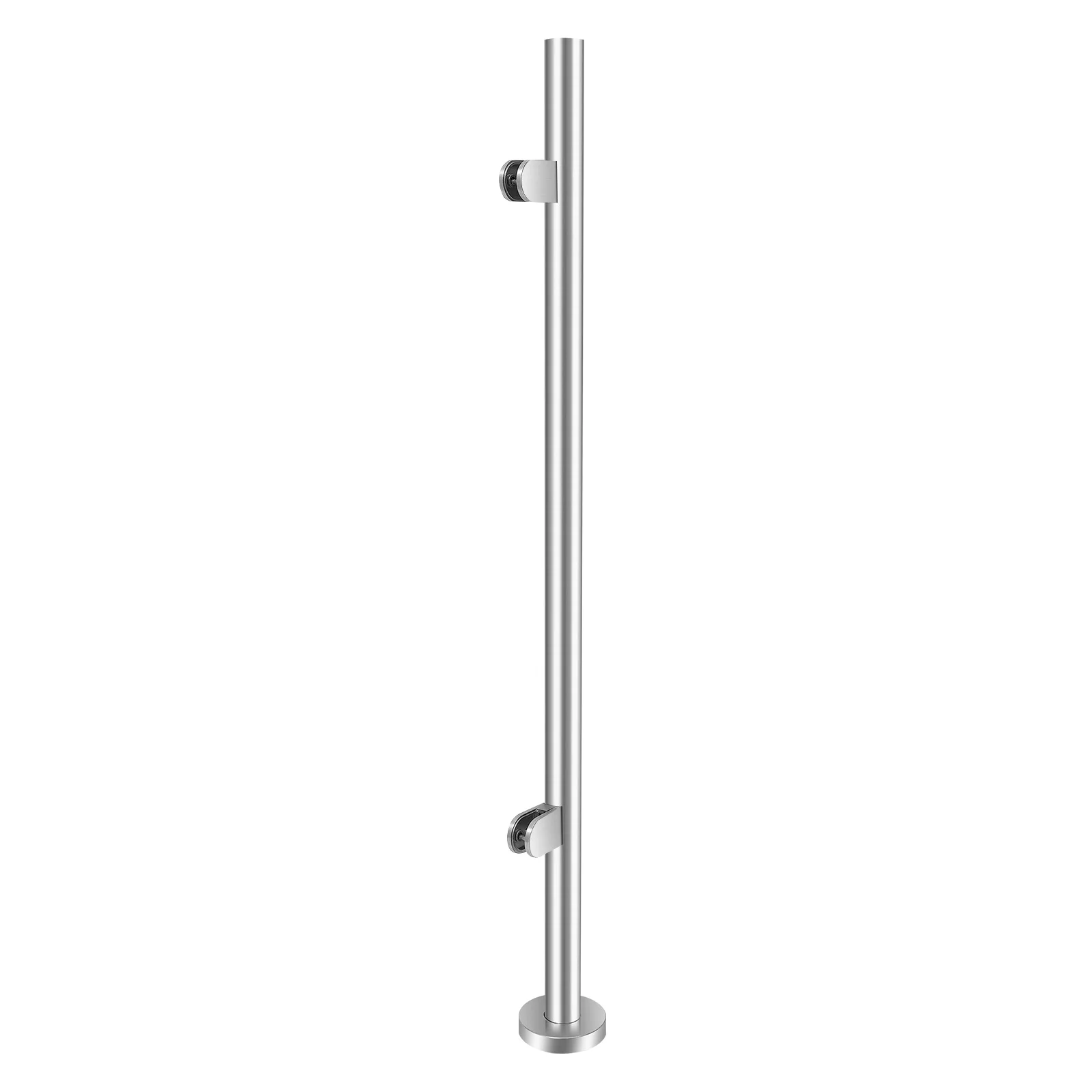 Stainless Steel Glass Railing Post, 80kg Load Capacity, Cylinder Balustrade End Post with Rubber Pads for Stairs