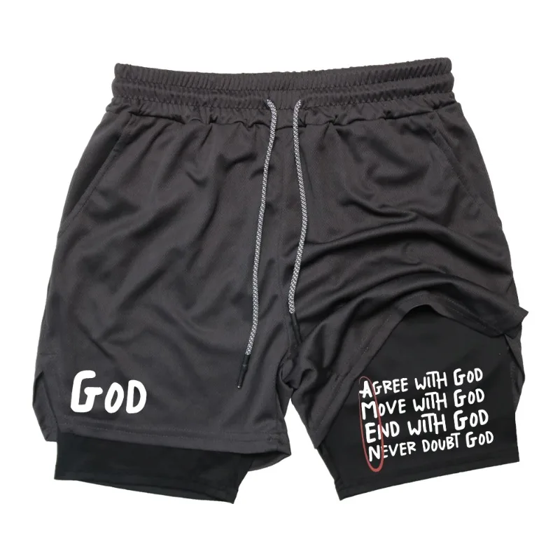 Casual Sports Shorts for Men's 2-In-1 Short Summer Quick Drying Breathable Workout Double Layer Beach Fitness Running Towel Loop