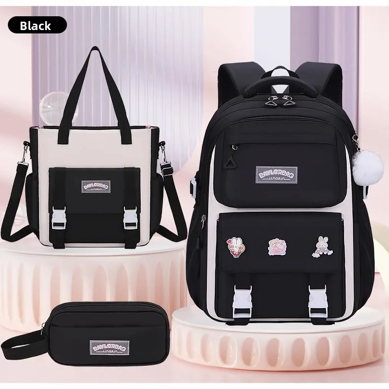 Cute School Bag for Little Girls Primary Student Double Shoulder Backpack after Class Tutoring Institution Waterproof Nylon