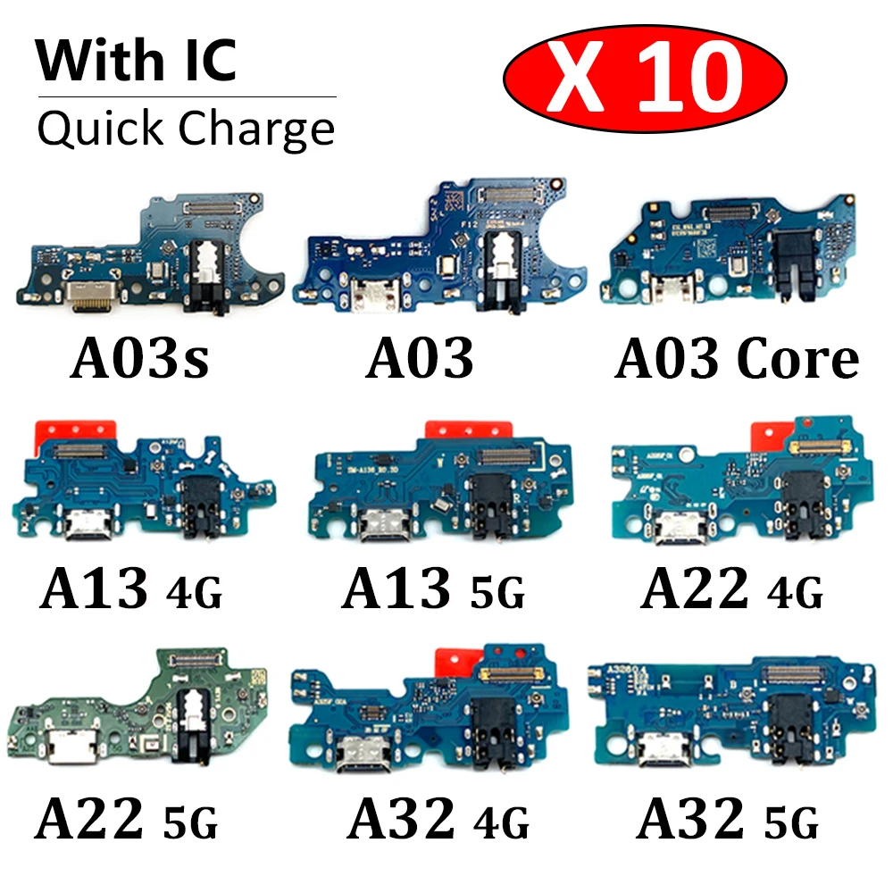 10Pcs USB Charge Port Dock Connector Charging Board Flex Cable For Samsung A02 A12 A02s A03s A03 Core A13 A22 A32 4G 5G A04 A04s