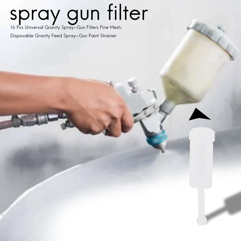 16 Pcs Universal Gravity Spray-Gun Filters Fine Mesh,Disposable Gravity Feed Spray-Gun Paint Strainer