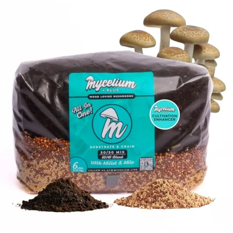 

6LB Mushroom Growing Kit CVG Substrate and Millet/Milo Grain Blend w/Cultivation Enhancer All-in-One Pre-Sterilized Bag with In