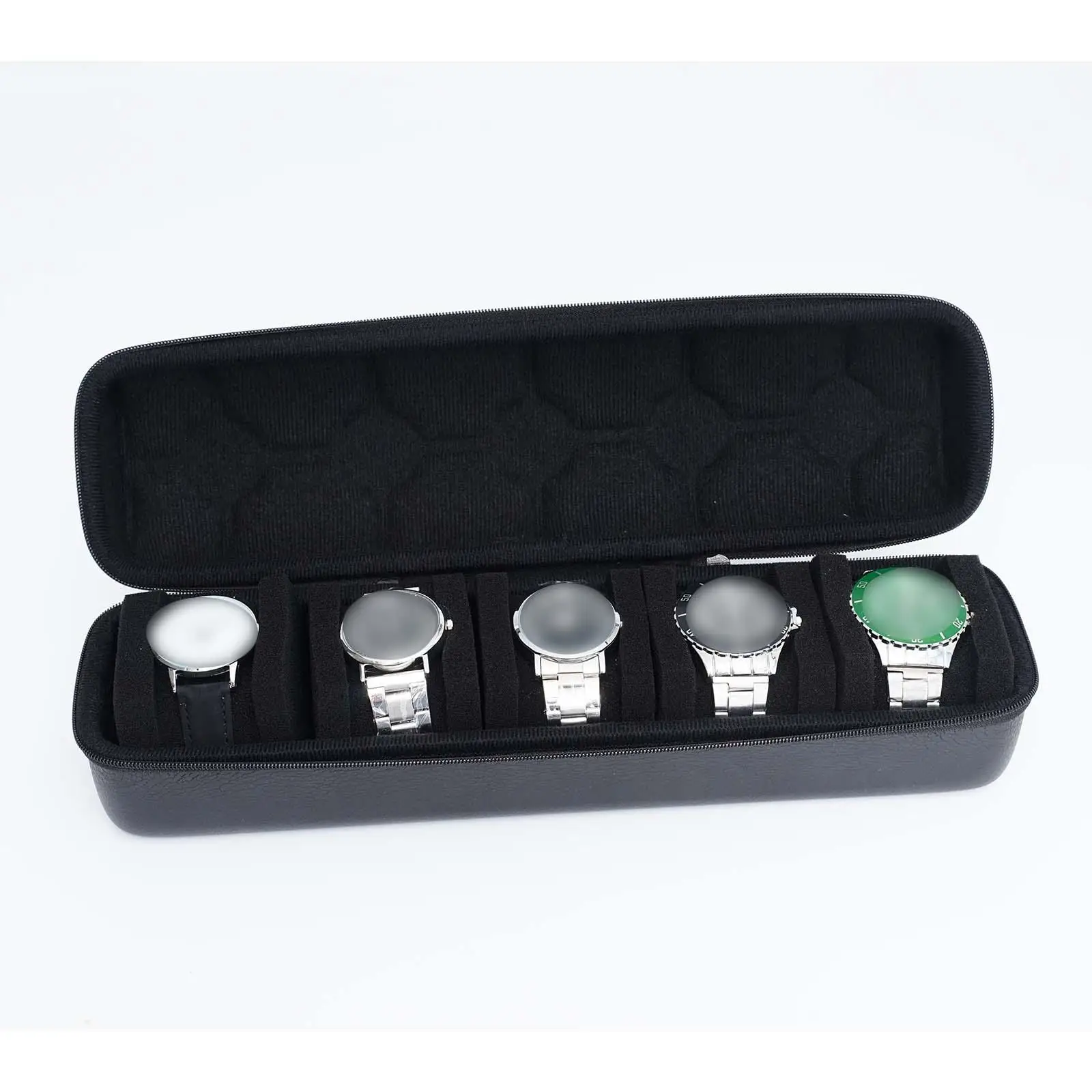 

Watch Roll Travel Case for Travel Holder Shockproof Anti-Fall 5 Slots with Anti-Move Watch Pillow Portable for Men and Women