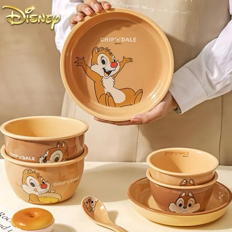 New Disney Chichiti Ceramic Lace Bowl Cute Beauty Home Supplies Breakfast Salad Bowl Ceramic Noodle Bowl Chopstick Holiday Gift