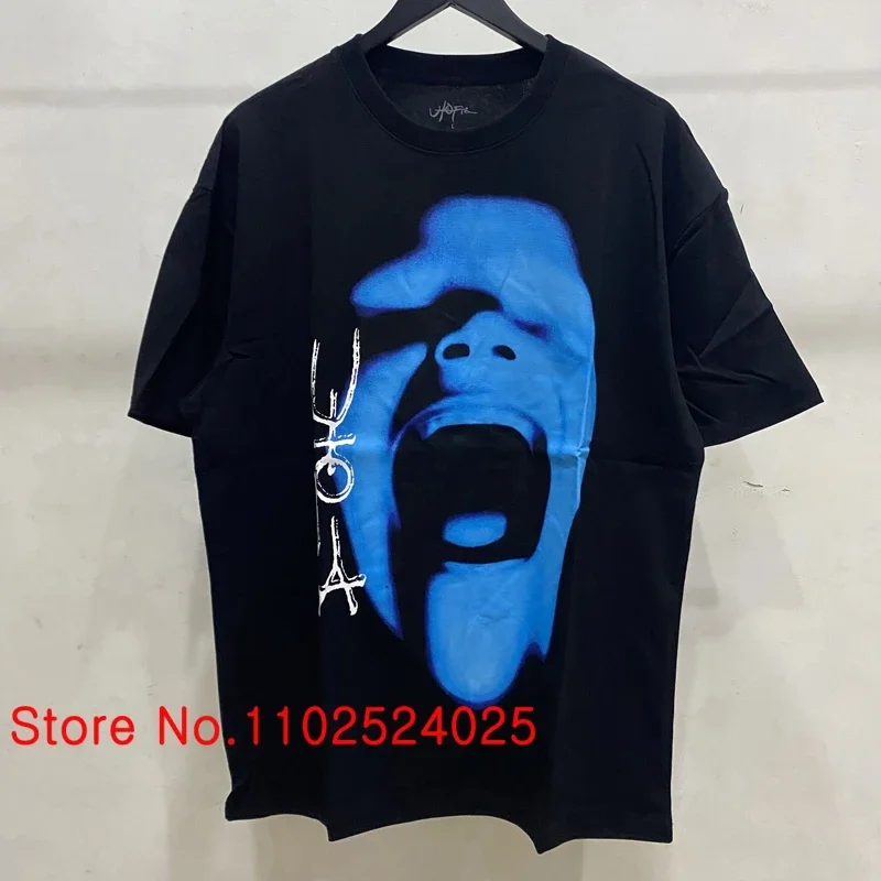 

Hip-hop Streetwear UTOPIA T Shirts Blue Boy Head Print Tops Real Photo Men Women Cotton Casual Cactus Jack Short Sleeve