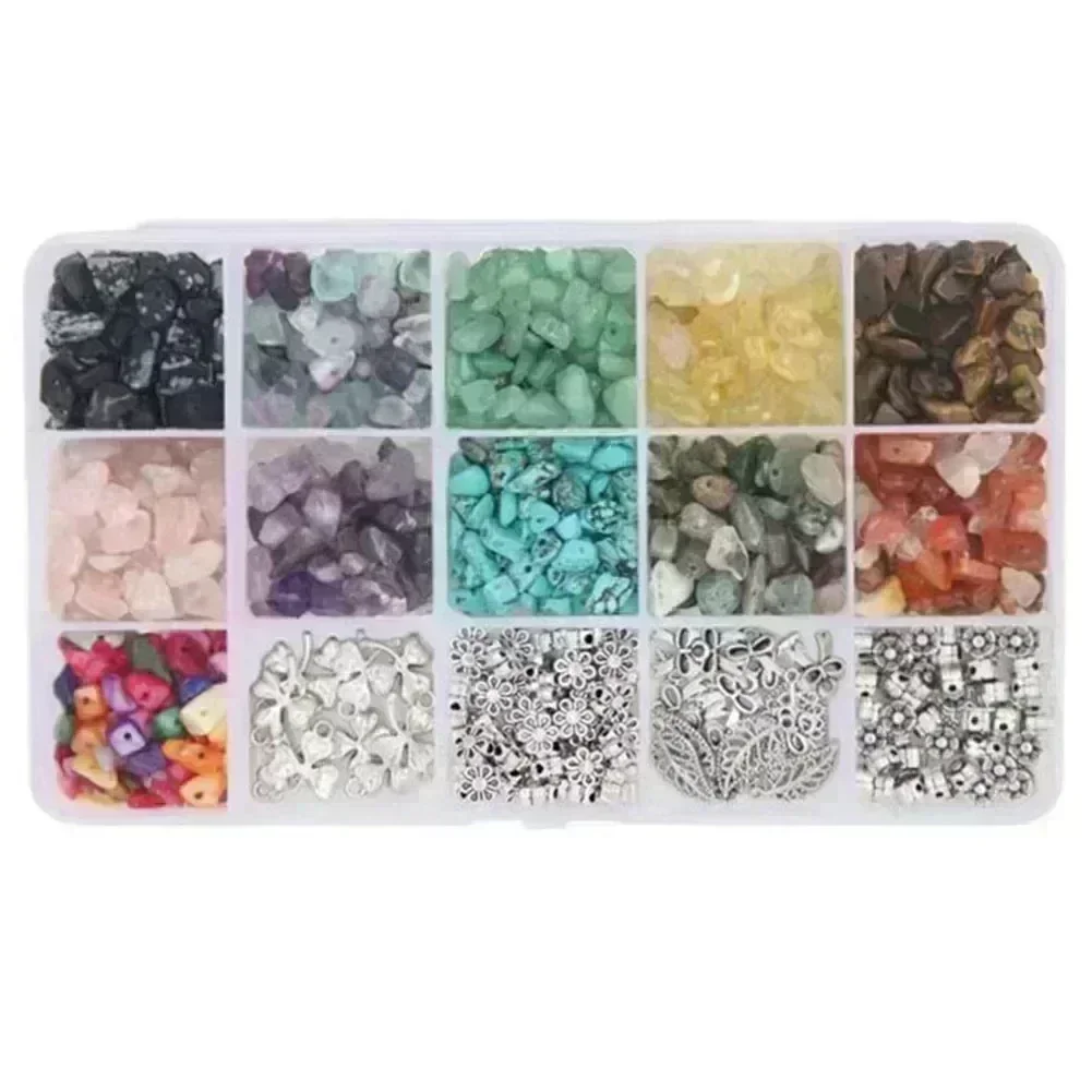 

DIY Craft Kit with 15 Grids of Irregular For crystal Beads and Jewelry Making Tools for Personalized Accessories