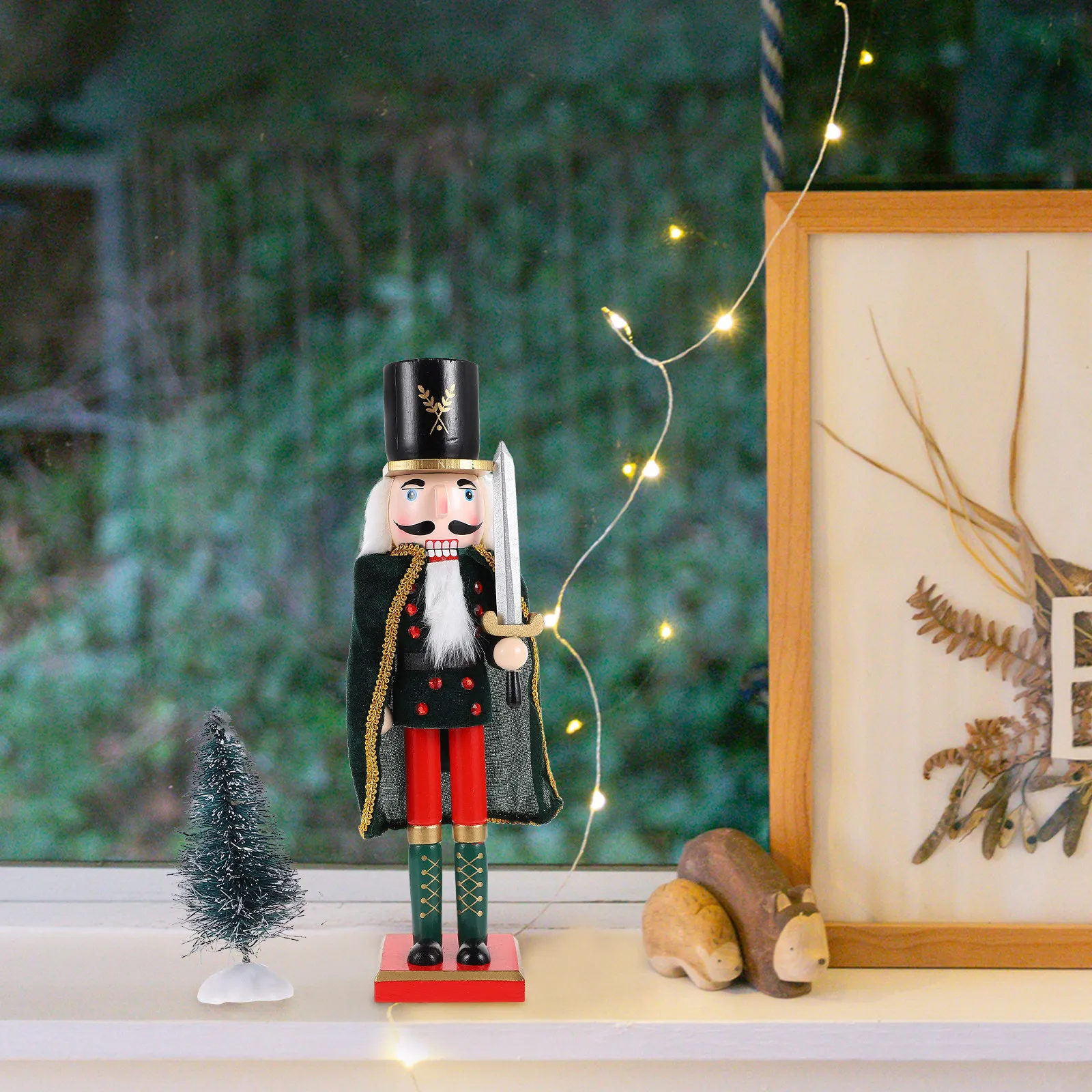 

1Pcs Handcrafted Wooden Nutcracker Ornament Christmas Decor Home Decoration Vintage Style Festive Tabletop Display Holiday Gift