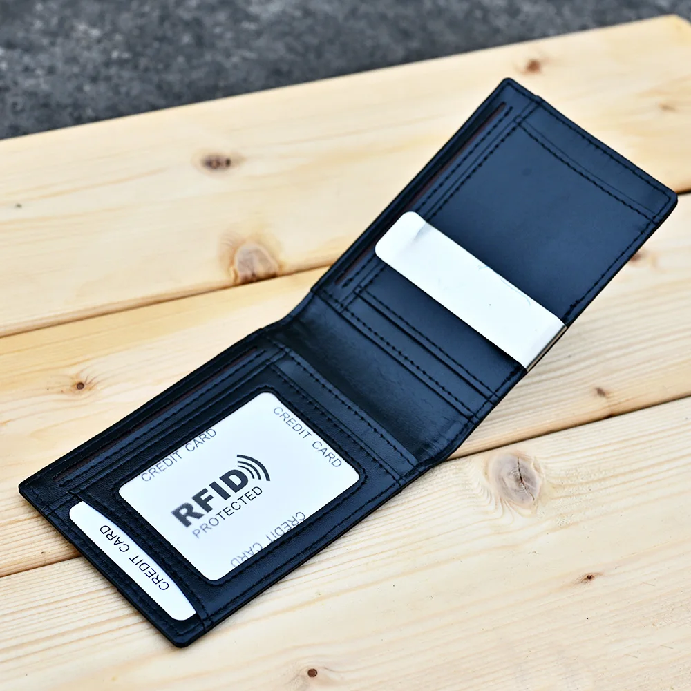 Money Clip Wallet Slim Bifold Two Tone Leather Minimalist Card Holder RFID Blocking Short Pocket Purse for Men Women