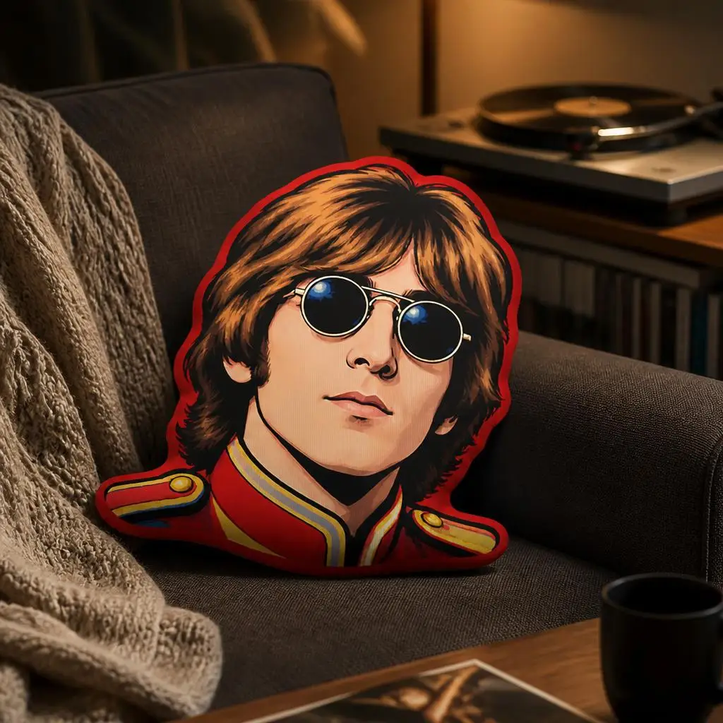 Beatles Inspired Singer Shaped Throw Pillow Rock Music Cushion Stuffed Decorative Sofa Accent for Music Fan Home Decor Gift