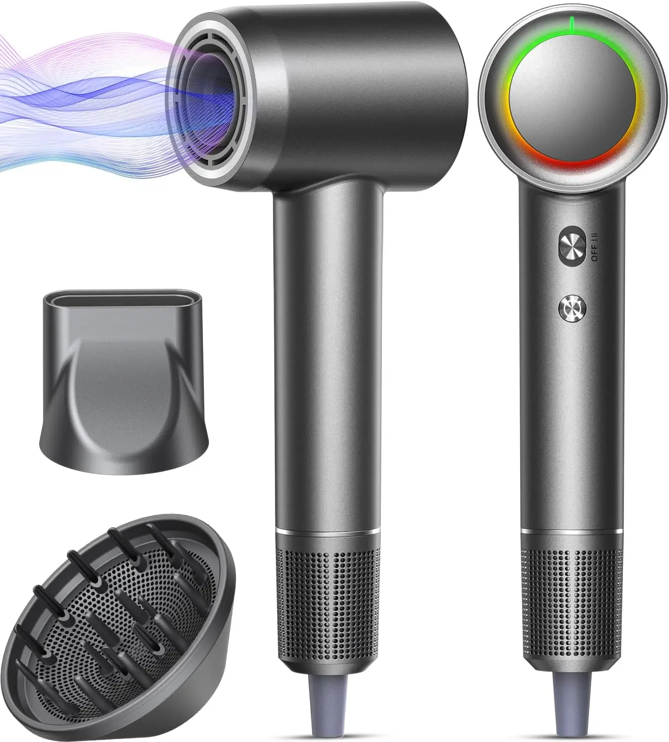 

High-Speed Hair Dryer: 1 Min Fast Drying, 500M Negative Ions, No Heat Damage, Low Noise, Lightweight with Diffuser & Nozzle