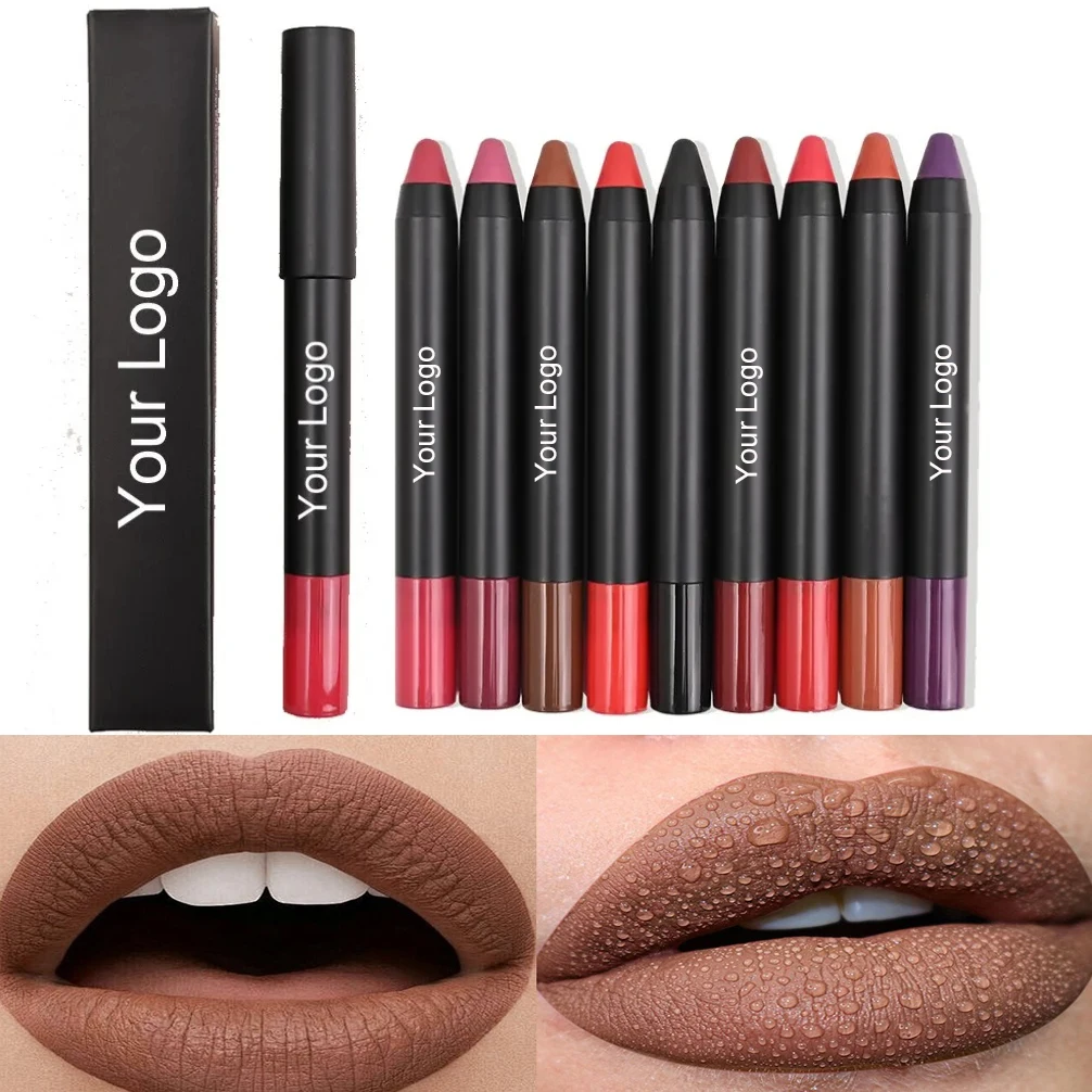 Private Label Custom Logo Vegan Wholesale Makeup Velvet Matte Lip Pencil Long Lasting Lipstick Waterproof Lip Liner