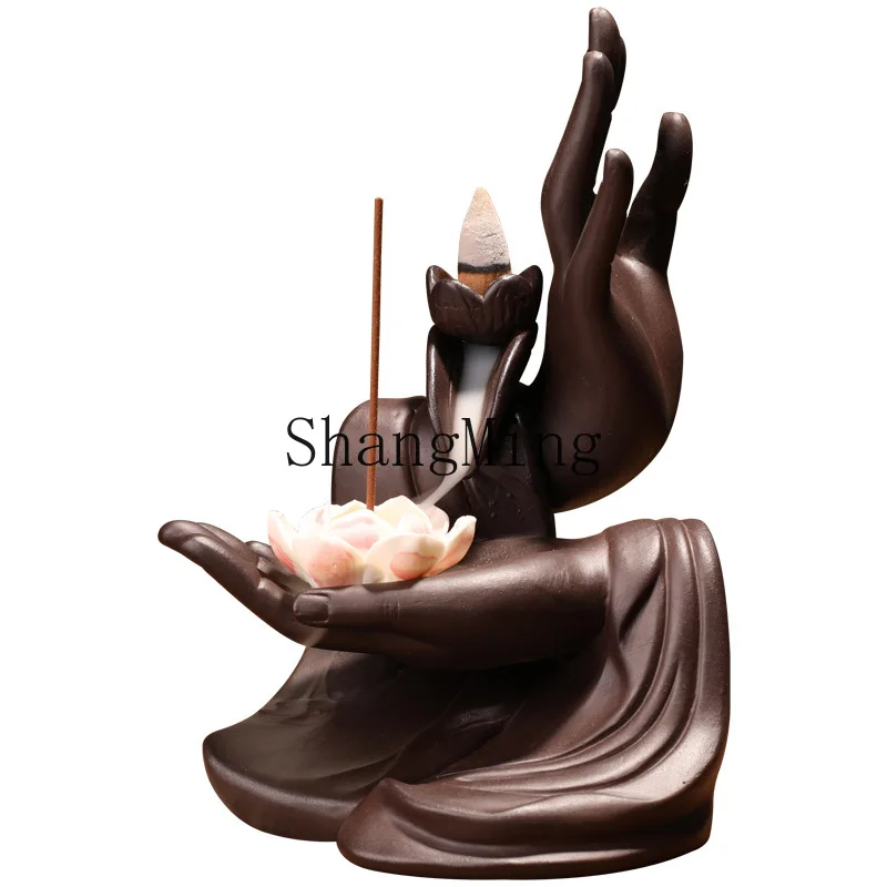 

PYH backflow incense burner creative home ornament purple sand handicrafts bergamot lotus sandalwood factory