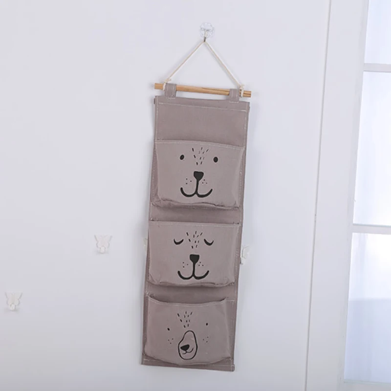 Cotton And Linen Hanging Bag Art Door Sundry Storage Bag Hanging Multi-Layer Hanging Bag