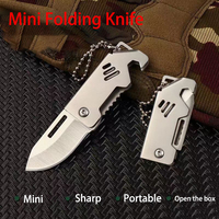 Mini Folding Knife Stainless Steel Box Opening Knife Outdoor Portable Sharp Folding Knife Key Hanging Chain