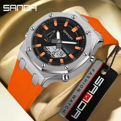 Sanda 3309 Hot Sale New Model Analog Digital Movement Luminous Dial Outdoor Sports Waterproof Alarm Mode  Men Wrist Stop Watch