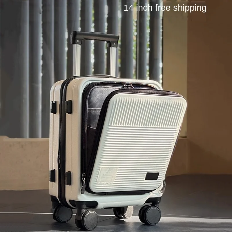 

14-дюймовый компактный чемодан для ручной клади для мужчин и женщин, 16-дюймовый детский расширяемый тележка с передним открытием, дорожный запираемый чемодан