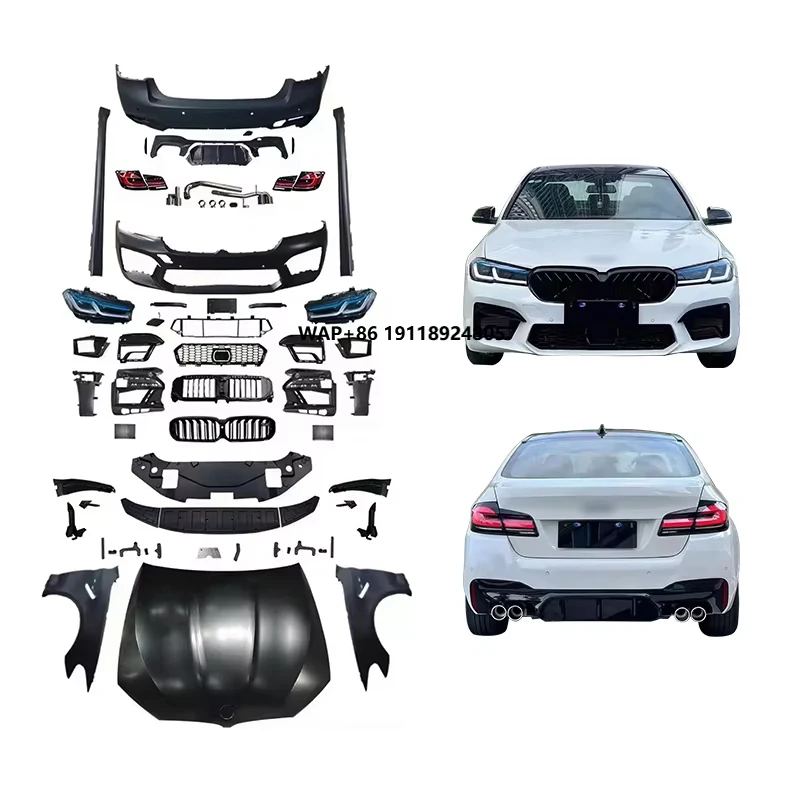 

F10/18 2010-2017 Car Upgrade G30/38 2021 M5 Front Bumper Lip Headlights Engine Hood Rear Bumper Taillights for 5 Series