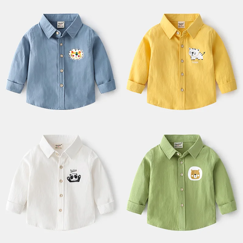 

Thin Lapel Soft Cotton Shirt with Casual Shirt Spring and Autumn Cartoon Shirt