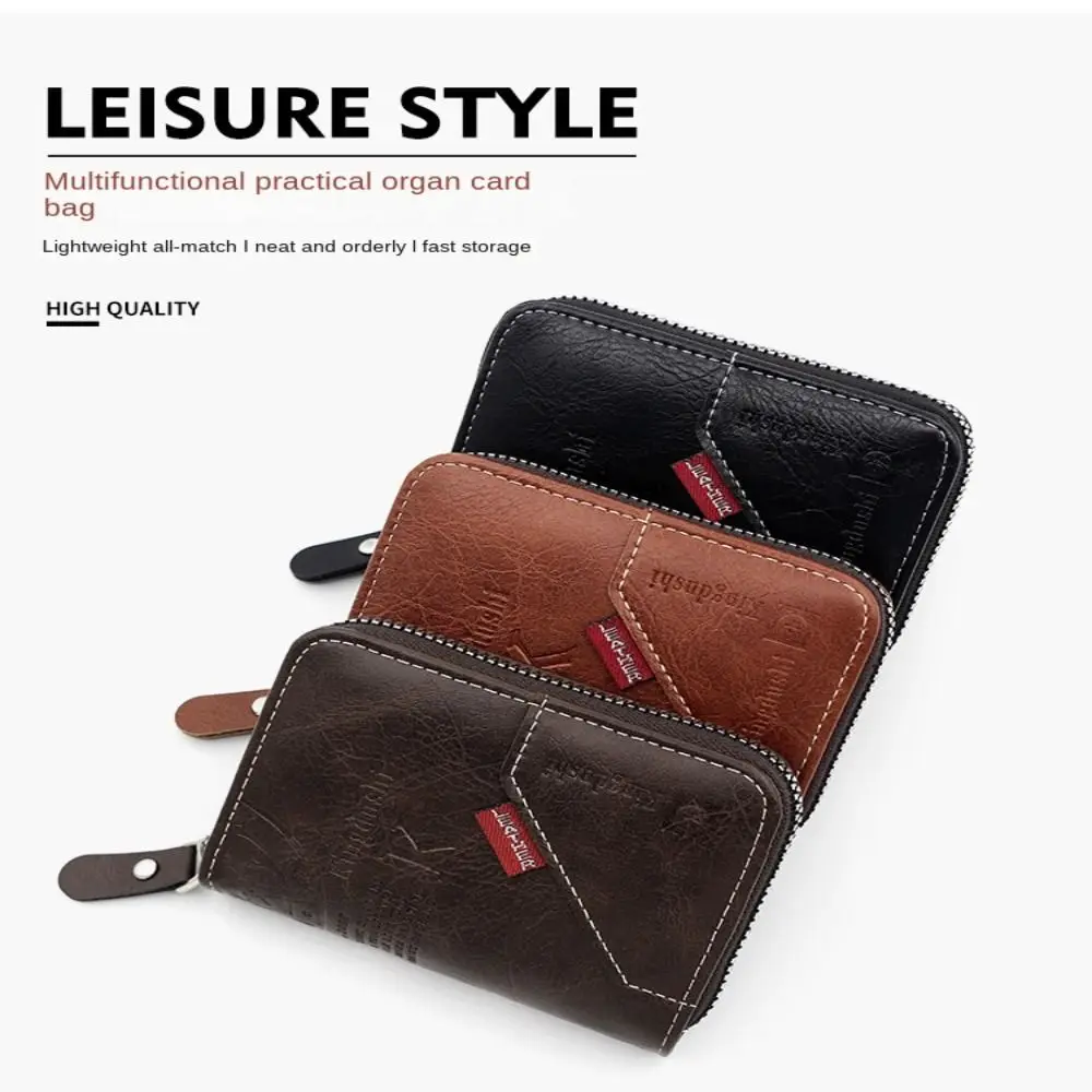 PU Leather Men's Short Wallet Multi-position Large Capacity Male Leather Purse Multi-function Thin Pocket Purse Shopping