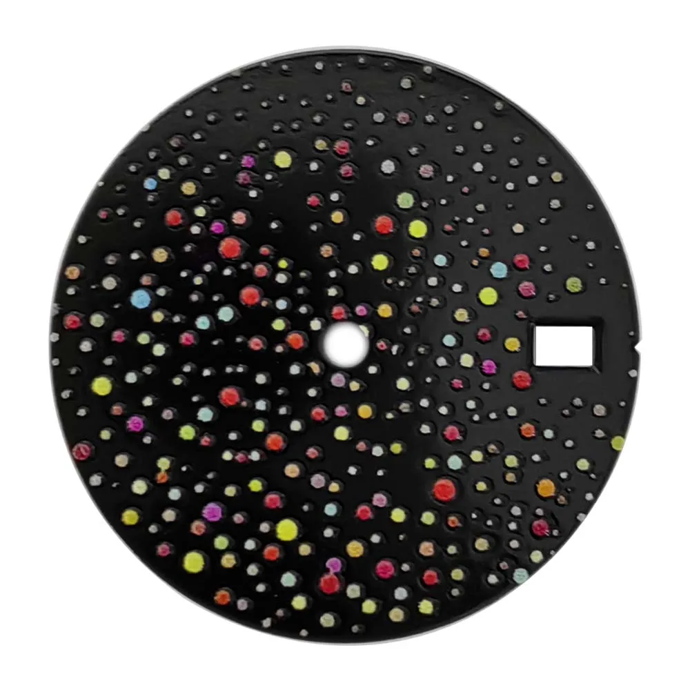 

Циферблат часов «Звездное небо» Цветной черный циферблат часов без светящегося циферблата 28,5 мм для механического механизма NH35 NH36