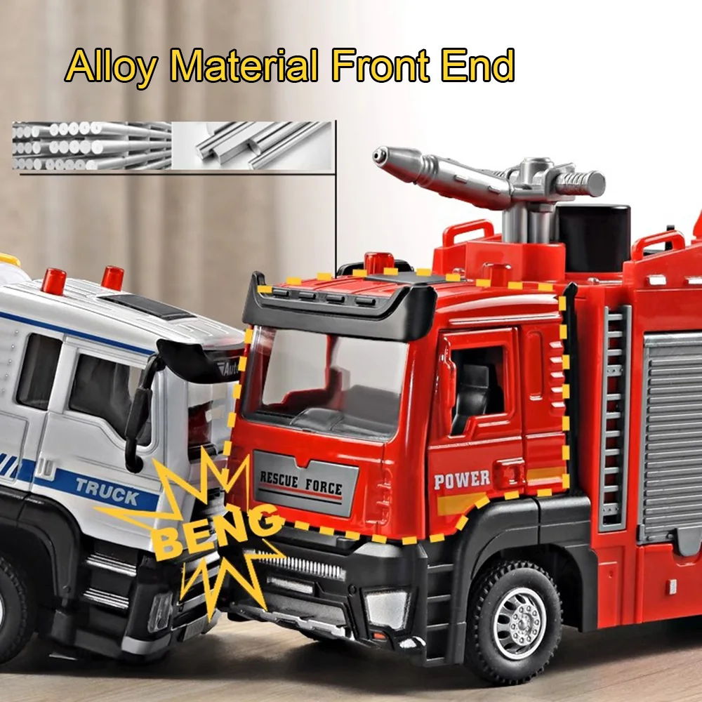Camion de pompier en Spray 1:32, modèle de voiture moulé sous pression, jouets, portes en alliage, son ouvert, lumière, véhicules d'ingénierie, décoration de maison, ornements