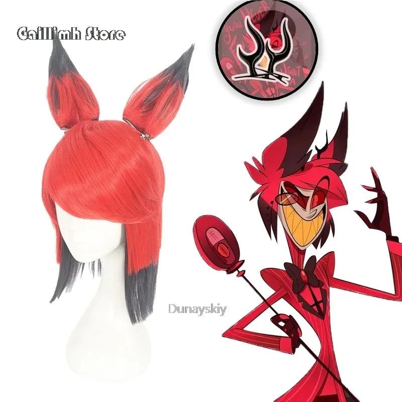 2025 yiyiNew Hazbin Hotel ALASTOR Pelucas de cosplay Accesorios para el cabello Halloween Carnaval Disfraces de Navidad Accesorios