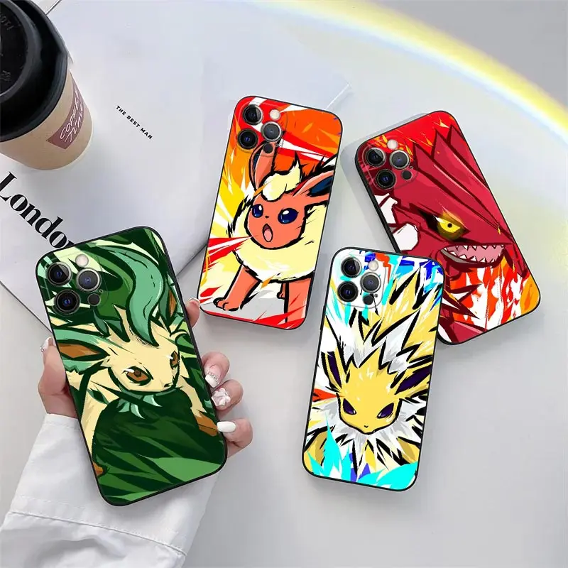 Pokemon Anime Phone Case for iPhone 11 15 Pro Max Case 14 Plus 13 Pro 12 Mini 11 XS XR 7 8 SE Soft Cover Jolteon Leafeon Flareon