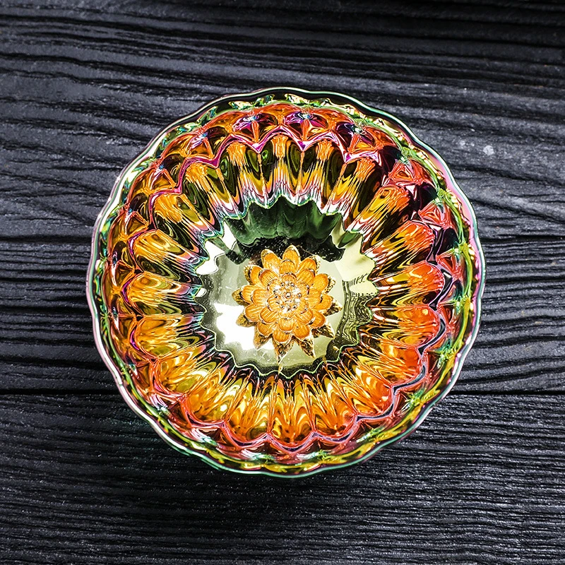 Colorful Ceramic Tea Cup, Kiln Transformed Into Golden Peacock Petal Tea Cup, Household Drinking Utensils, Water Container