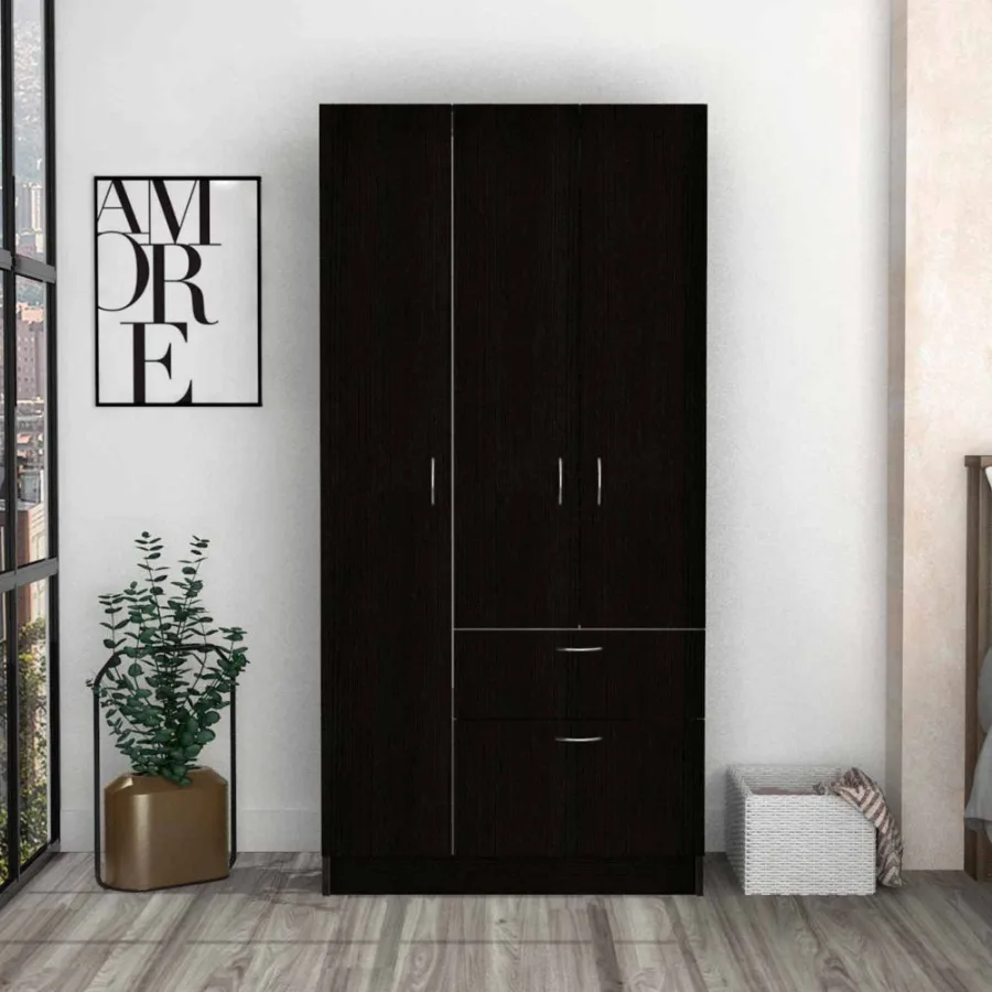 

Meredith 1Drawer Rectangle Armoire Black gue and White