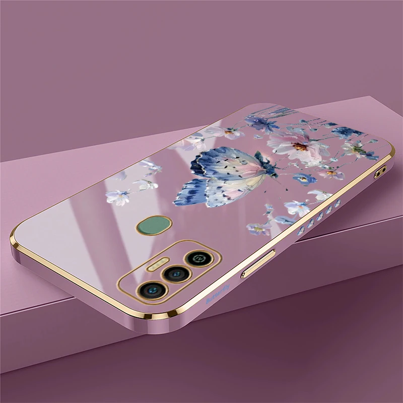 Phone Case For infinix Smart 6 HD 5 2021 4 Lxury Soft Silicone Plating Flower Butterfly Cover For infinix Smart 5 Pro 6 8 7