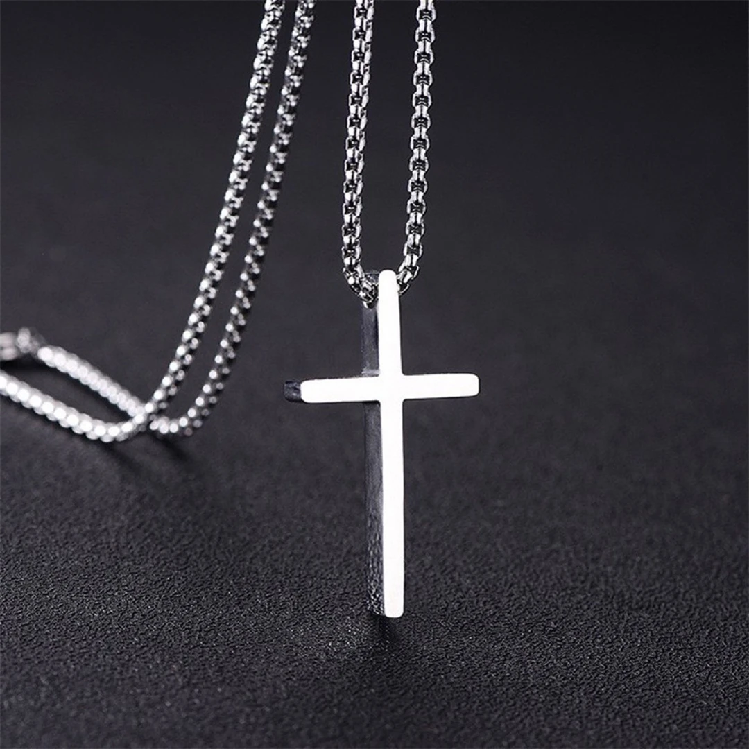 Stainless Steel Cross Pendant Necklace for Men Women Minimalist Jewelry Male Female Prayer Necklaces Chokers Fashion Jewelry Gif