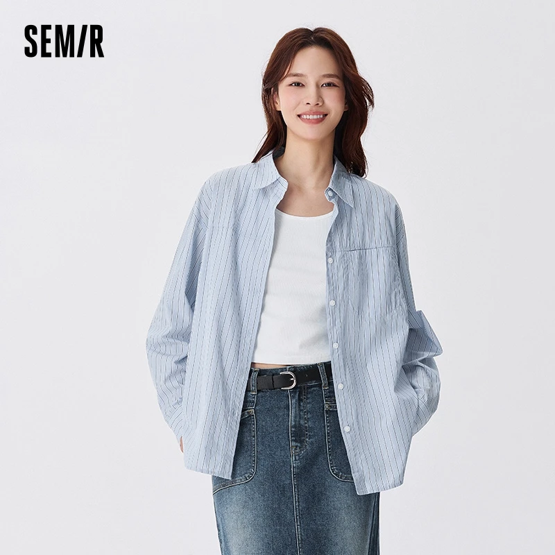 Semir Long Sleeve Shirt Women Striped Shirt Short Vest 2024 Autumn New Elegant Two-piece Long Sleeve Shirt