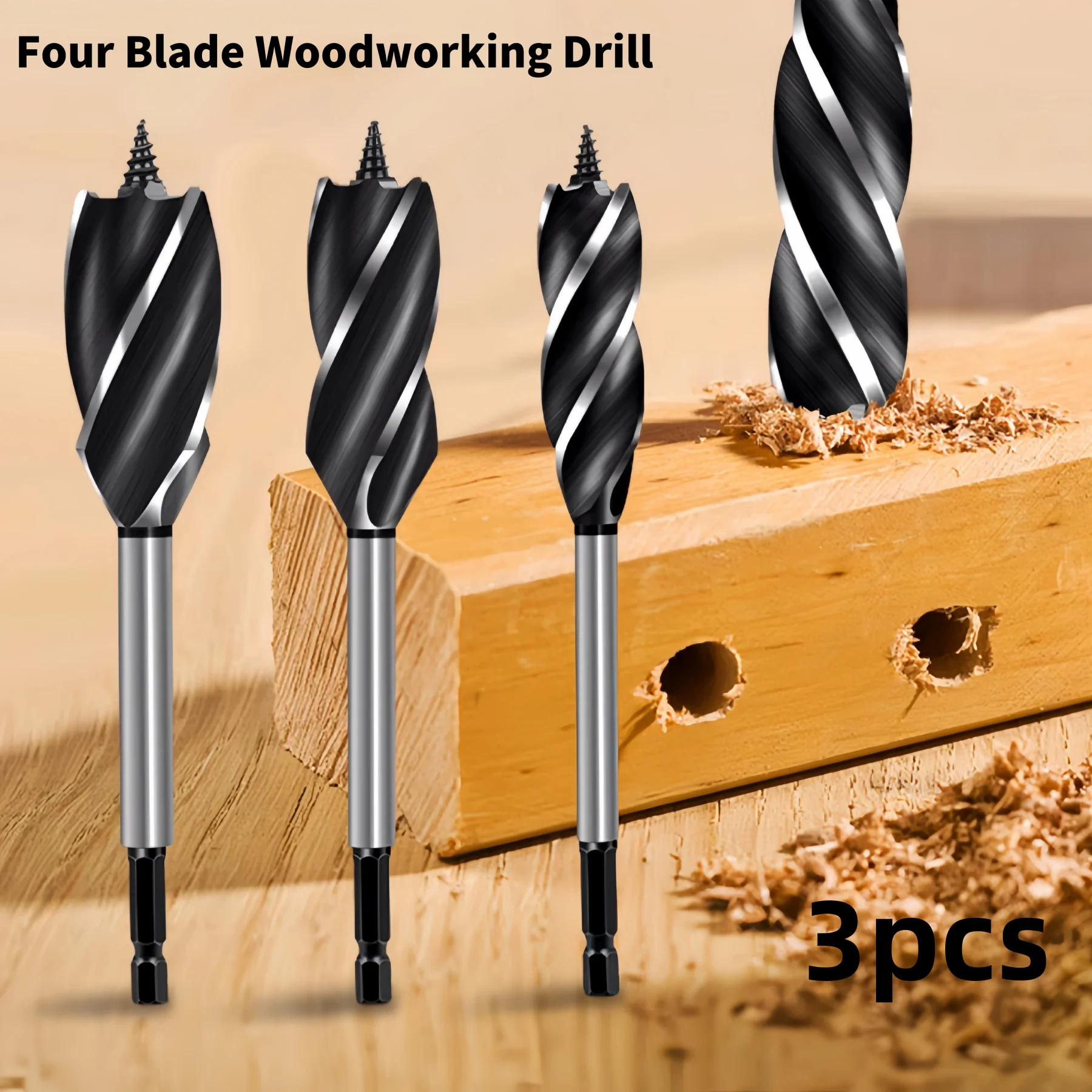 3Pcs/Set Carbon Steel Drill Bits Hex Handle 10mm-14mm Spiral Tooth Trepan Drilling Woodworking  Processing Tools Accessories