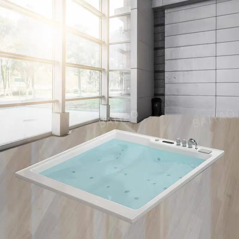 

High Quality Embedded Jacuzzier Whirlpool Hydro Massage Drop In Jaquzzi Acrylic Tub Bathroom Built-in Bathtub For 2-3 Persons