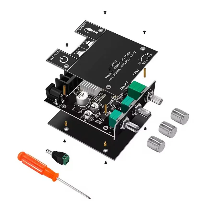 ZK-502MT Modulo scheda amplificatore di potenza HIFI digitale audio stereo Bluetooth 2.0: efficiente, compatto, 50 W * 2, controllo bassi e acuti