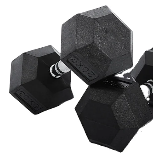 For MND-WG029 Rubber Hex Dumbbells Commercial Fitness Equipment Gym Accessory Hex Rubber Dumbbells Kg Rubber Hex Dumbbel LBS