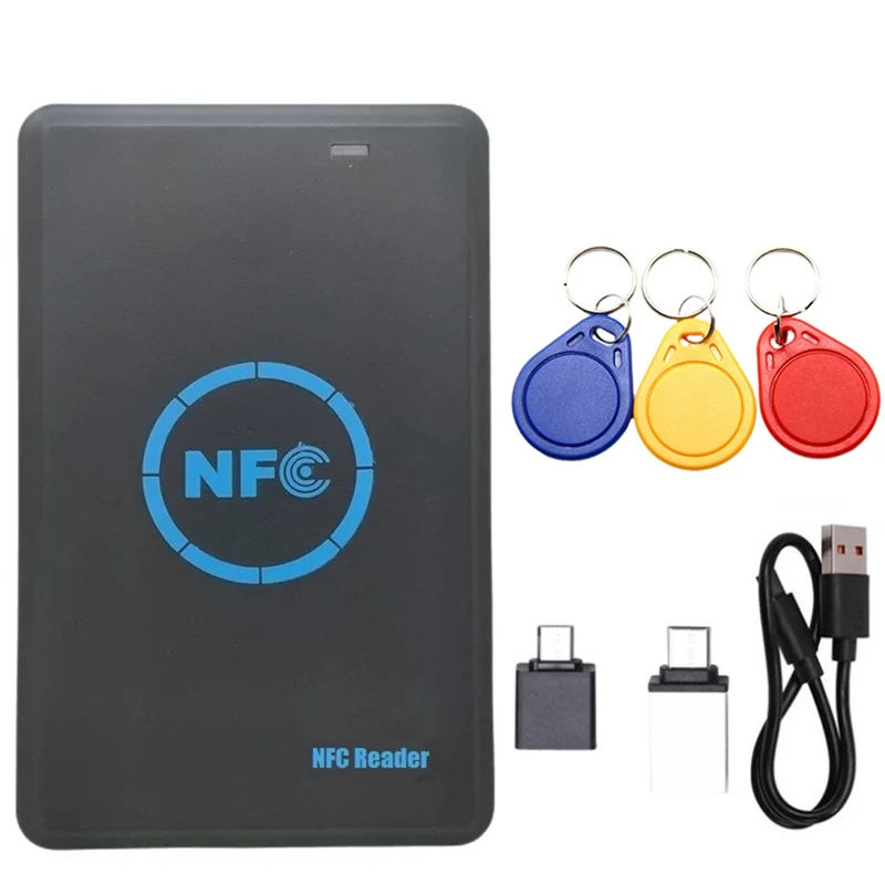 Duplicador de Chip inteligente RFID de frecuencia ABSQ-5 + llavero 3Xcuid, lector NFC, fotocopiadora IC/ID 13,56 M 125K/HID 125K, clon escritor de fichas