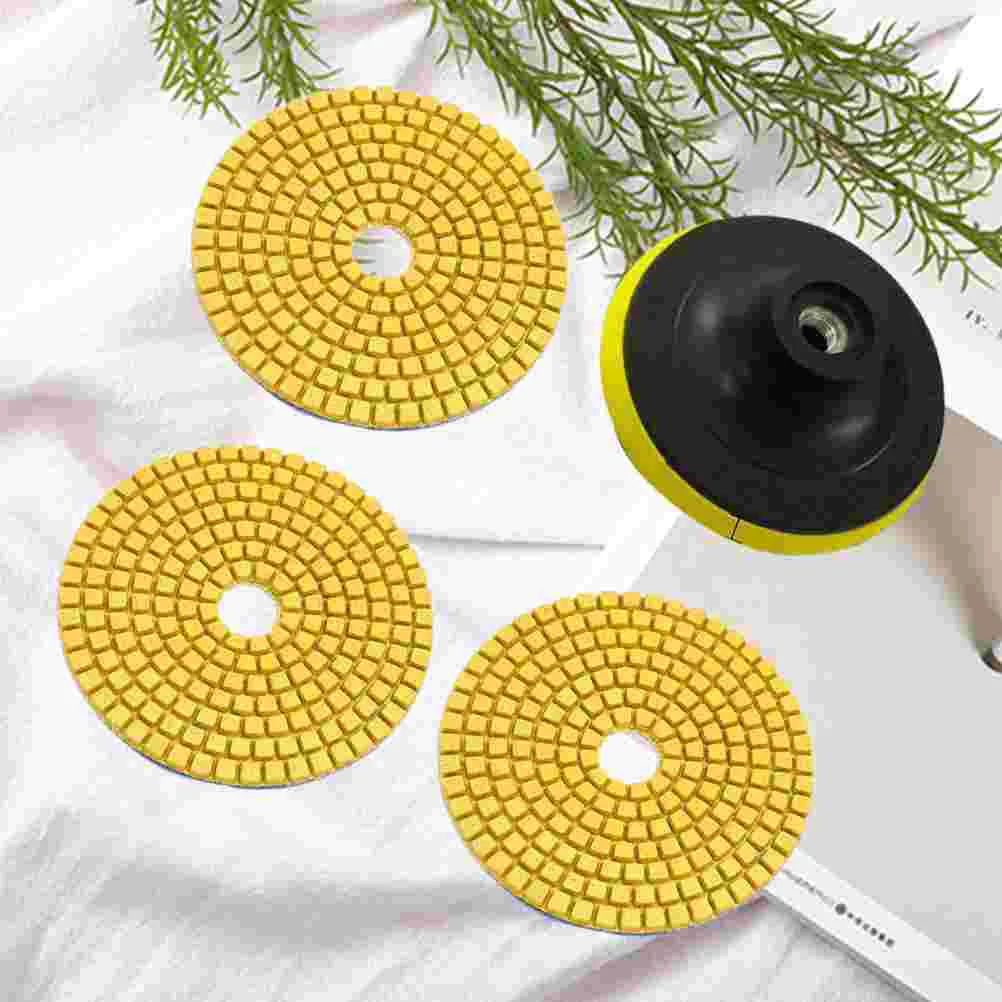 3Pcs 4 Inches 50 Grits Wet/Dry Diamond Polishing Pads with Backer Pad with Stick Pad for Granite Stone Marble (Random Color)